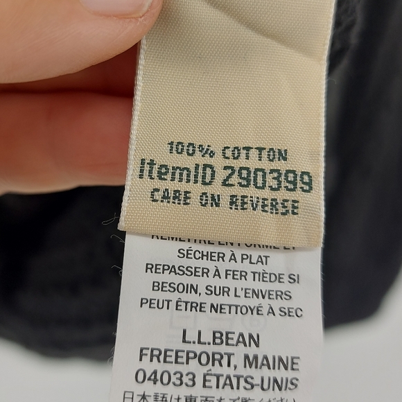 L.L. Bean Cableknit  Sweater, Button-Front Cardigan Black Cotton Size Medium - Picture 6 of 6